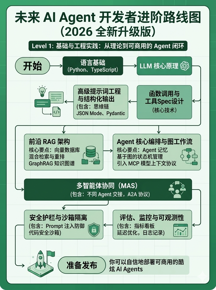 AI Agent 学习路线图(2026 全新升级版)